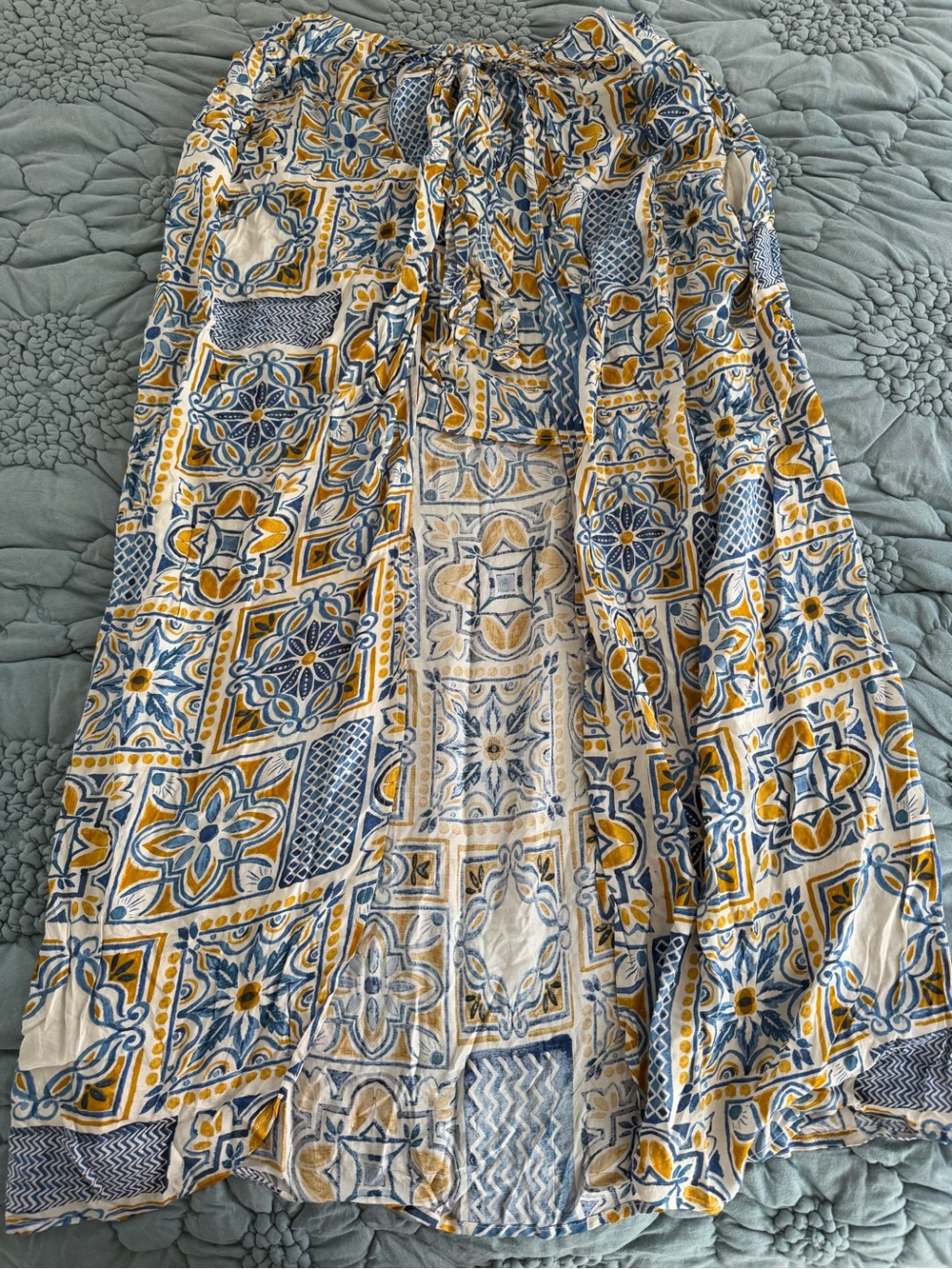Dress Forum Blue and Yellow Printed Skirt